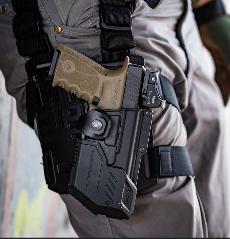 נרתיק ירך גלוק 19,23,45, אמתן רמון עם פנס- (מתאים לכל דגמי פנסי אוליט ) (מתאם ירך קשיח - לא כמו בתמונה)-