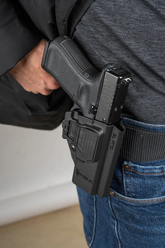 נרתיק חיצוני לאקדח - כפתור שחרור נעילה מצד הנרתיק - MRA -IL