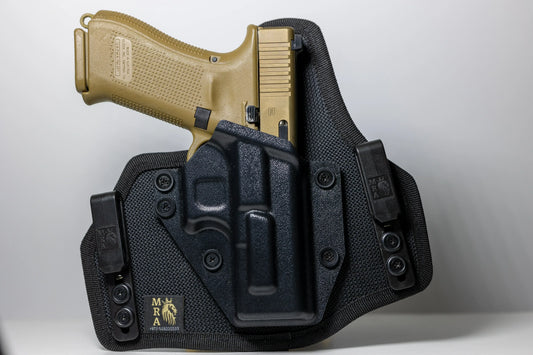 MRA-IL custom GLOCK 19, 19X inside and outside waistband holster with high padding and adjustable fit, designed for secure carry.