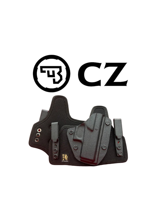 Hybrid inner and outer holster for CZ pistol by MRA-IL, designed for secure concealment and easy access.