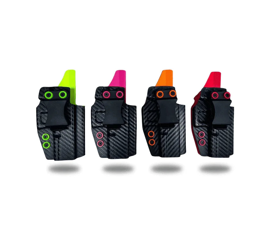 MRA-IL internal gun holster with carbon fiber-like exterior and interior in selected colors, designed for secure firearm carry.