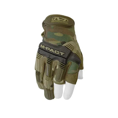 Mechanix M-PACT® Agilite tactical gloves by MRA-IL, showing black fingerless gloves with reinforced palm and adjustable wrist strap.